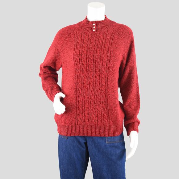 Karen Scott Cable Knit Mockneck Red Sweater Women's Large - Picture 1 of 9